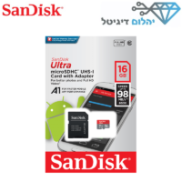 כרטיס זיכרון SanDisk ULTRA microSD UHS-I CARD SDSQUAR-016G-GN6MA 16GB
