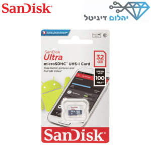 כרטיס זכרון SanDisk מסוג Ultra Micro SDHC בנפח 32GB